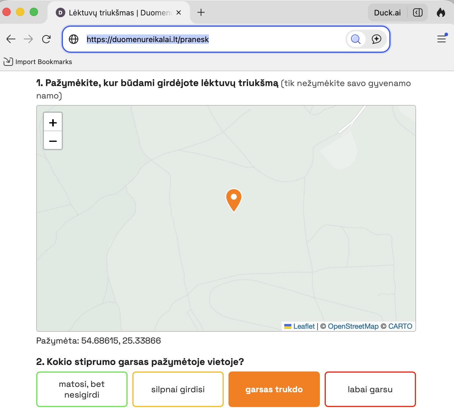 gyventojų girdimo lėktuvų triukšmo pranešimų forma